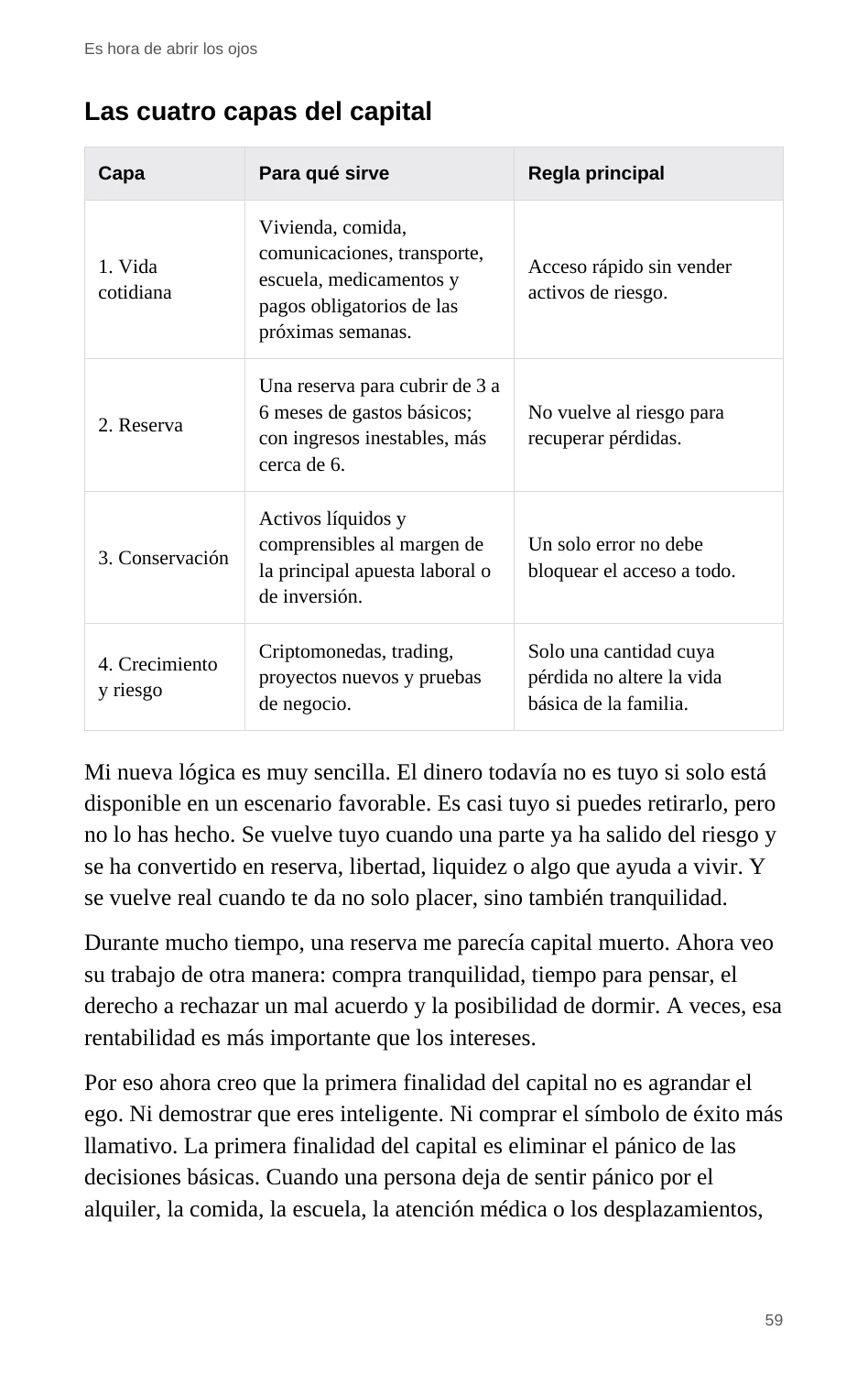 Una tabla del libro